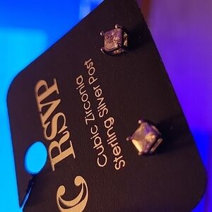 Cubic Zirconia Sterling Silver Post Earrings C RSVP